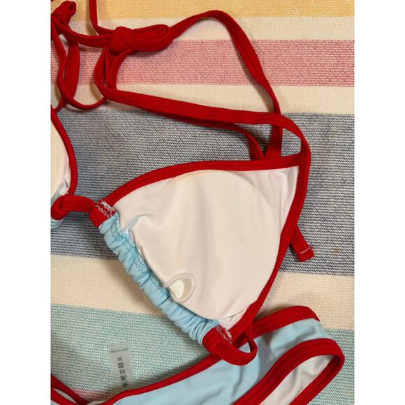 NWOT Sky Blue & Red Micro Bikini Set – Size XS - Picture 8 of 9